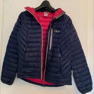 Rab MicroAlpibe Down Jacket Navy/Pink - Women XS- Packable and Water Resistent